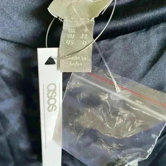 ASOS Drop Waist Maxi Coquette Skirt Ruffle\Pleated Detail In Navy Blue Size 0 - Picture 9 of 10